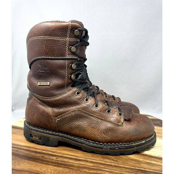 GEORGIA Boots AMP LT Logger Men's 10.5 M WATERPROOF Soft Toe Work Boots GB00237 - Picture 1 of 13